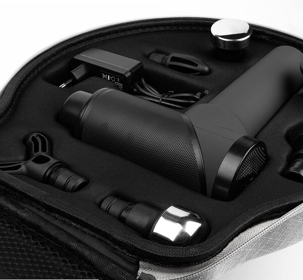 OrthoMechanik® 3.0 | OrthoGun | Pistolet de massage de qualité supérieure avec application et 7 embouts I avec mallette | Moteur 160 W & 5 intensités pour soulager la douleur et la détente I Jusqu'à