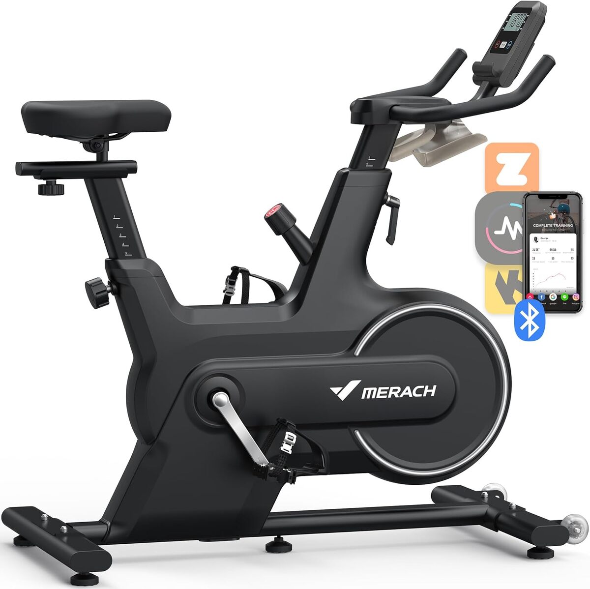 Test du vélo d'exercice MERACH : haute résistance et connectivité Bluetooth