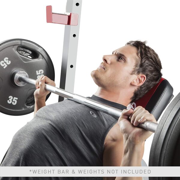 MARCY Deluxe Power Rack MD-8851R – Appareil de Musculation Multifonction à Charge guidée - Banc de Musculation – Leg Extensions – Rack à Squat – Poulies Haute et Basse – Barre Pull up