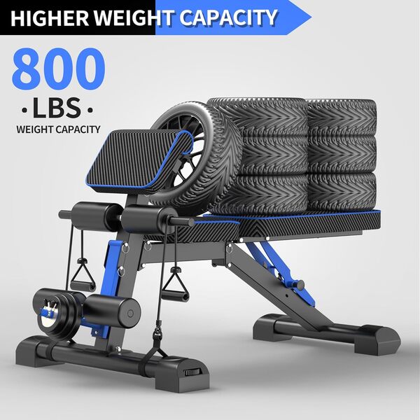 Banc de musculation réglable pour salle de sport à domicile, banc d'entraînement pliable de 362,9 kg, incliné/déclinaison/banc de presse plat, banc assis avec courbure et extension de jambe