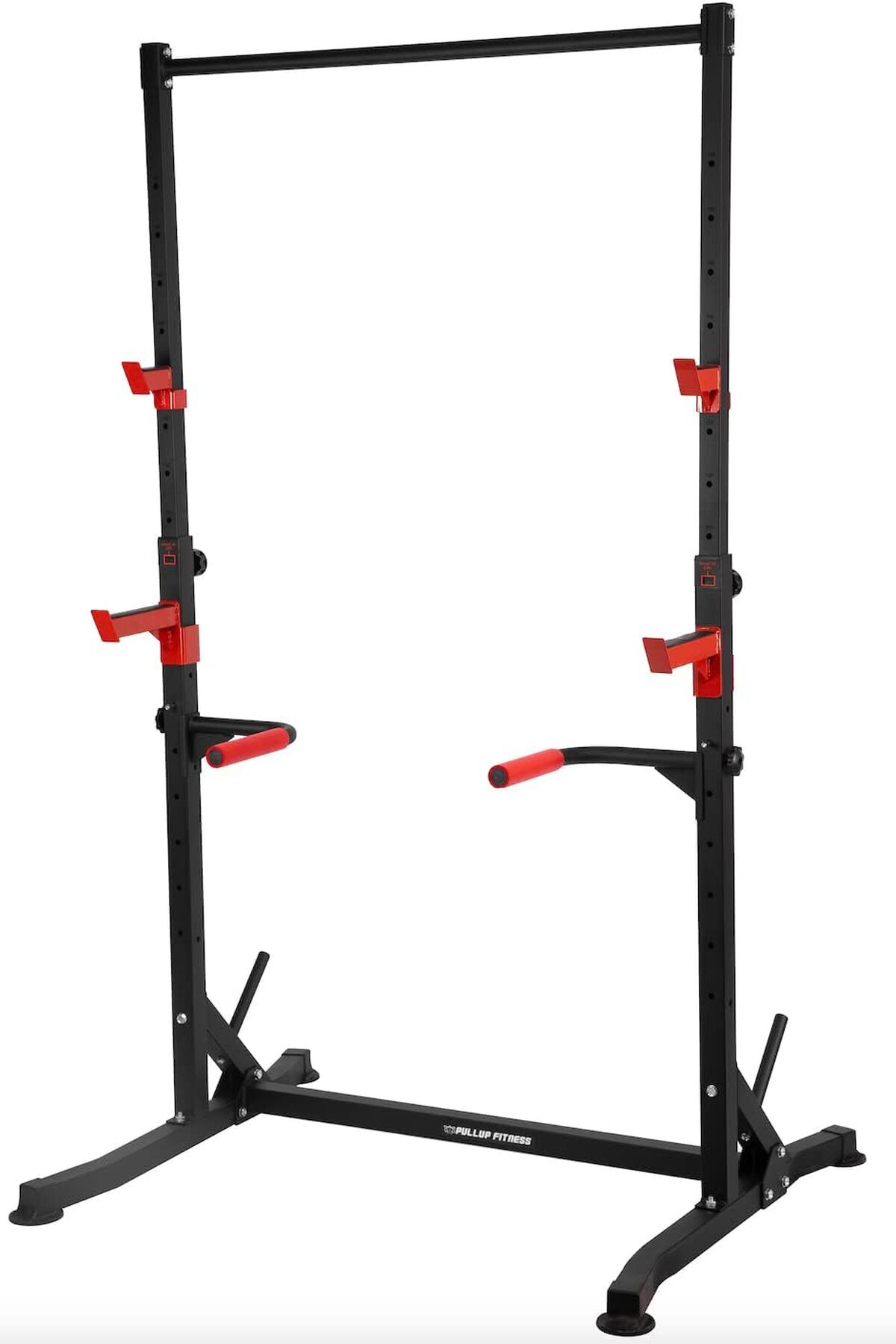 Test du squat rack v2 ajustable, barre fixe et DIPS BAR en métal noir
