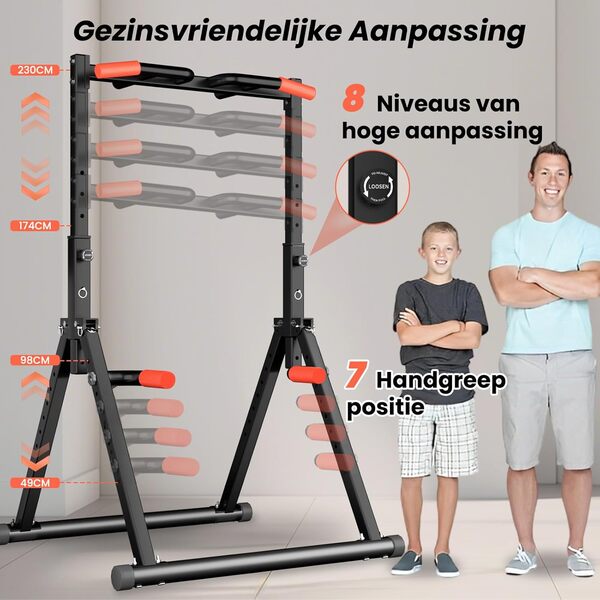 Chaise Romaine Power Tower Dip Station, Barre de Tractions Pliable Musculation, Hauteur Réglable, Structure triangulaire, pour Entraînement à Domicile