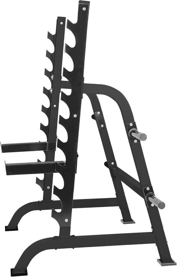 Gorilla Sports® Rack Squat - 9 Options de Stockage, 4 Supports de Plaques 50/51mm, Acier Durable, Charge Max 300kg - Support Haltere, Cage Squat, Appareil Musculation, Fitness Materiel, Home Gym