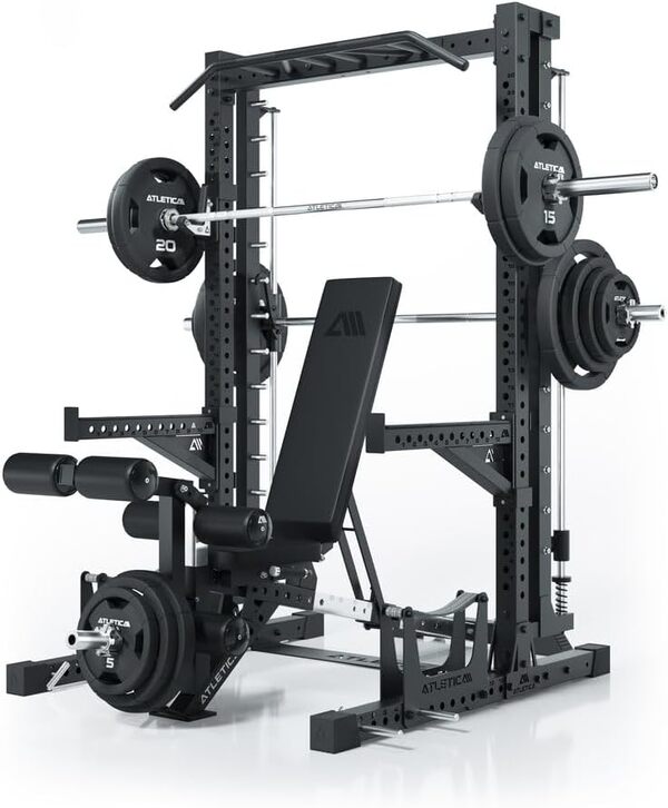 ATLETICA R7 Saber | Rack à squat avec multipresse | rack à squat avec station Smith / Multipresse intégrée | Station modulaire did Deadlift en option extensible
