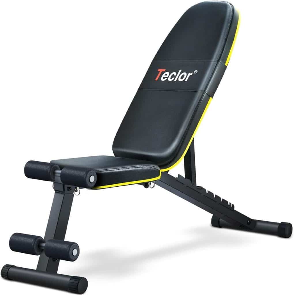 Test Teclor : banc de musculation réglable et pliable