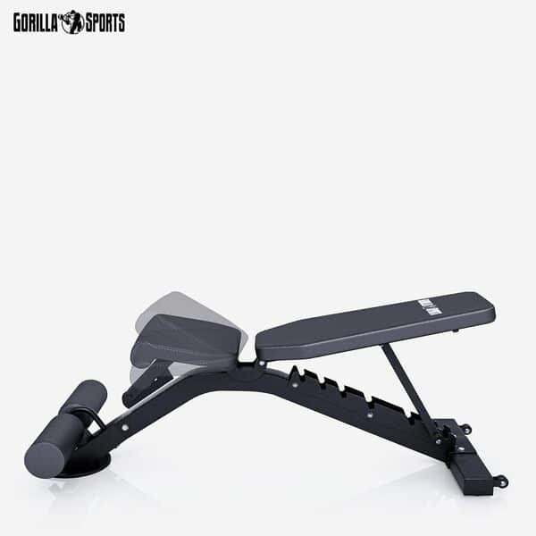 GORILLA SPORTS® Banc de Musculation - Pliable, Inclinable, Réglable en 8 Positions, Max. 400kg, Noir - Banc d'Haltérophilie, Multifonction, pour Complet du Corps, Entraînement, Abdominaux, Fitness