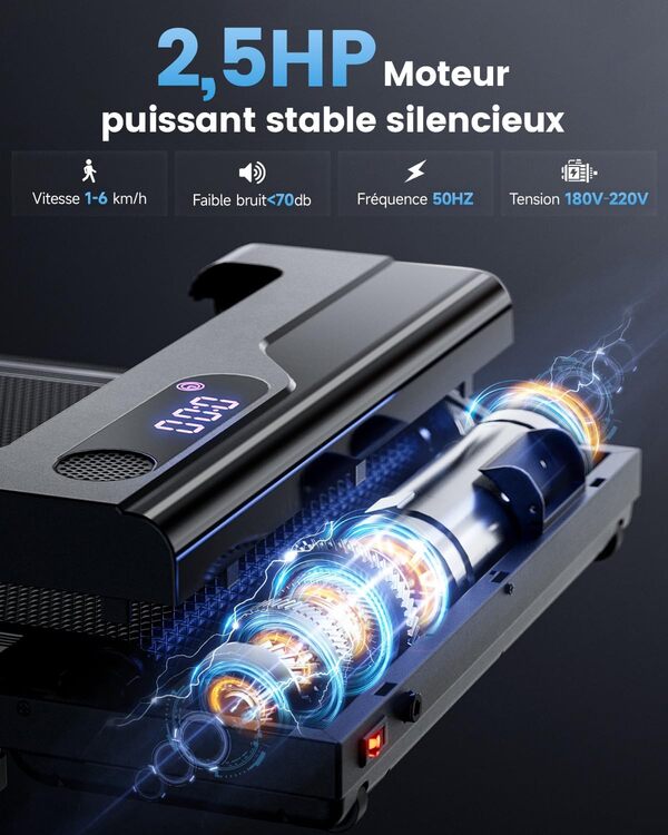 Tapis de Marche Course Bureau - Maison Motorise Electrique Walking Pad Home Treadmill Compact Portable Mini Petit Silencieux Mute Roulant avec Télécommande Vitesse Réglable Mecanique