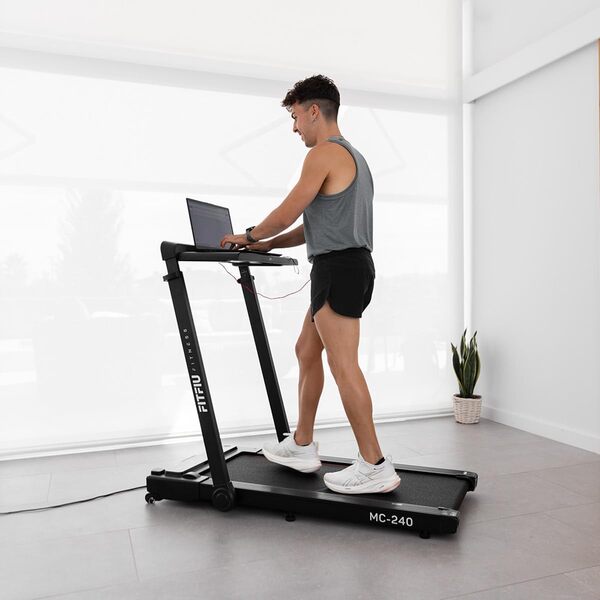 FITFIU Fitness MC-240 - Tapis de Course Pliable avec Support pour PC/Tablette, Vitesse Réglable jusqu'à 16 km/h, Connectivité Apps