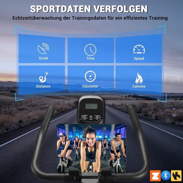 Wenoker Vélo d'appartement avec résistance magnétique, vélo de spinning d'intérieur, cardio, entraînement jusqu'à 160 kg