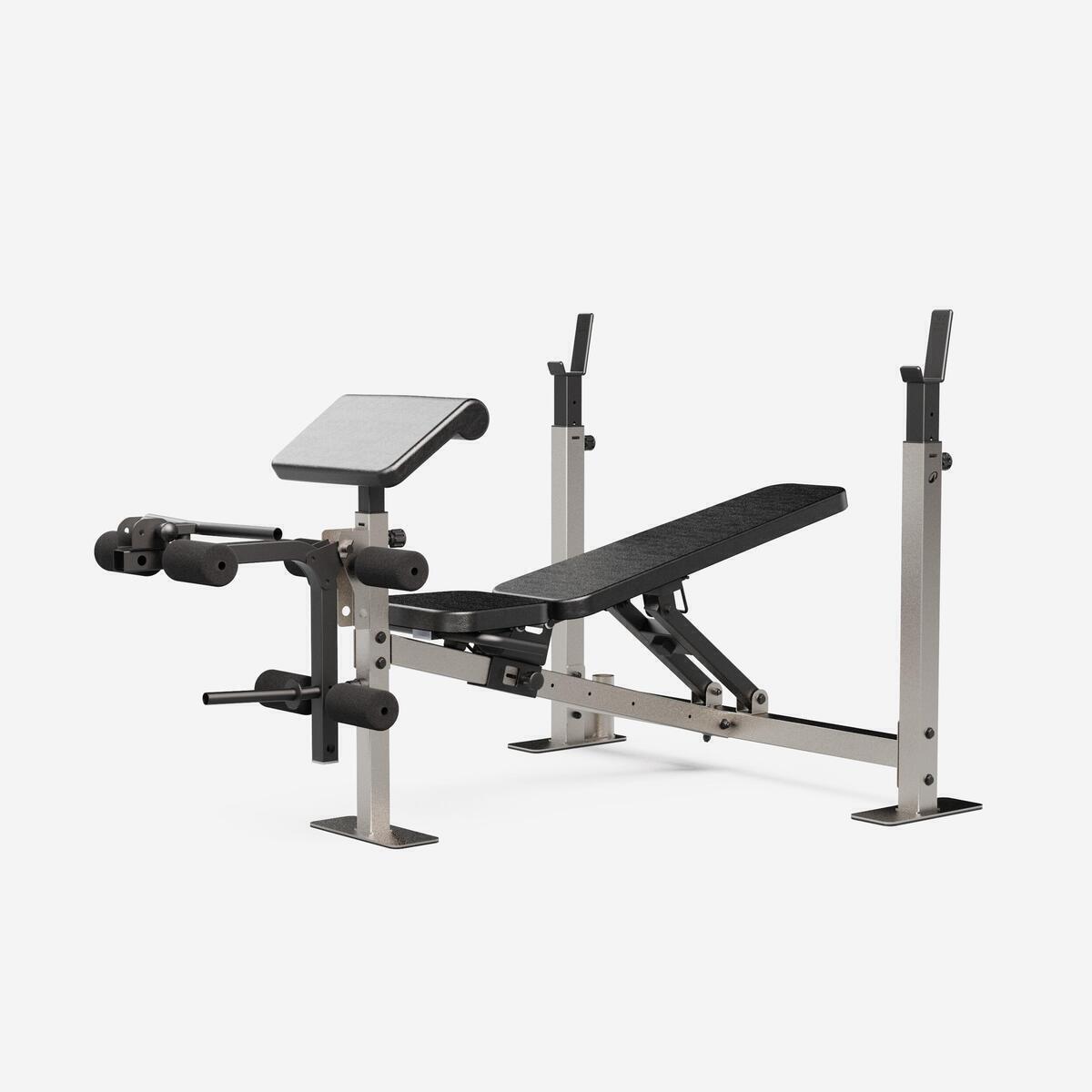 Test du banc de musculation Decathlon avec station biceps et leg curl